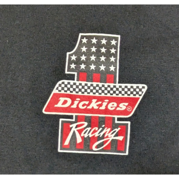 Dickies Racing Black Crew Neck Short Sleeve Tee Retro Crop Top T-shirt Juniors L - Picture 6 of 8
